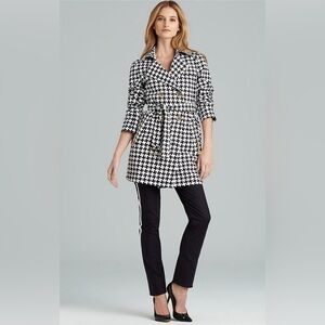 Michael KORS Classy Navy White Houndstooth Double Breasted Lightweight Jacket ML